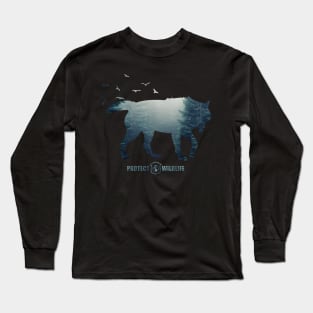 Protect Wildlife - Nature - Wolf Silhouette Long Sleeve T-Shirt